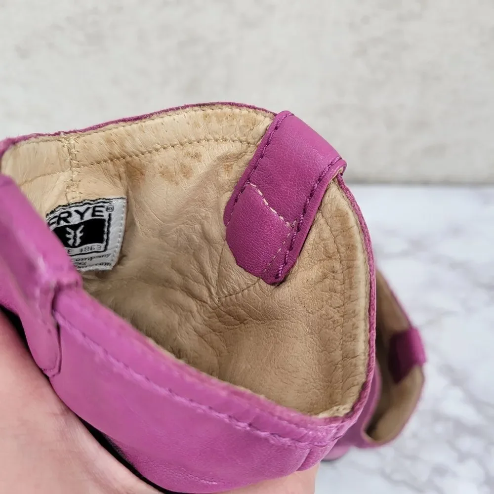 Frye Carson Shortie Youth 2 Purple Eggplant Leather Cowboy Cowgirl Boots